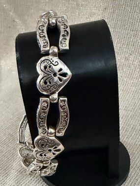 Silver Tone Heart Link Bracelet - Women Jewelry